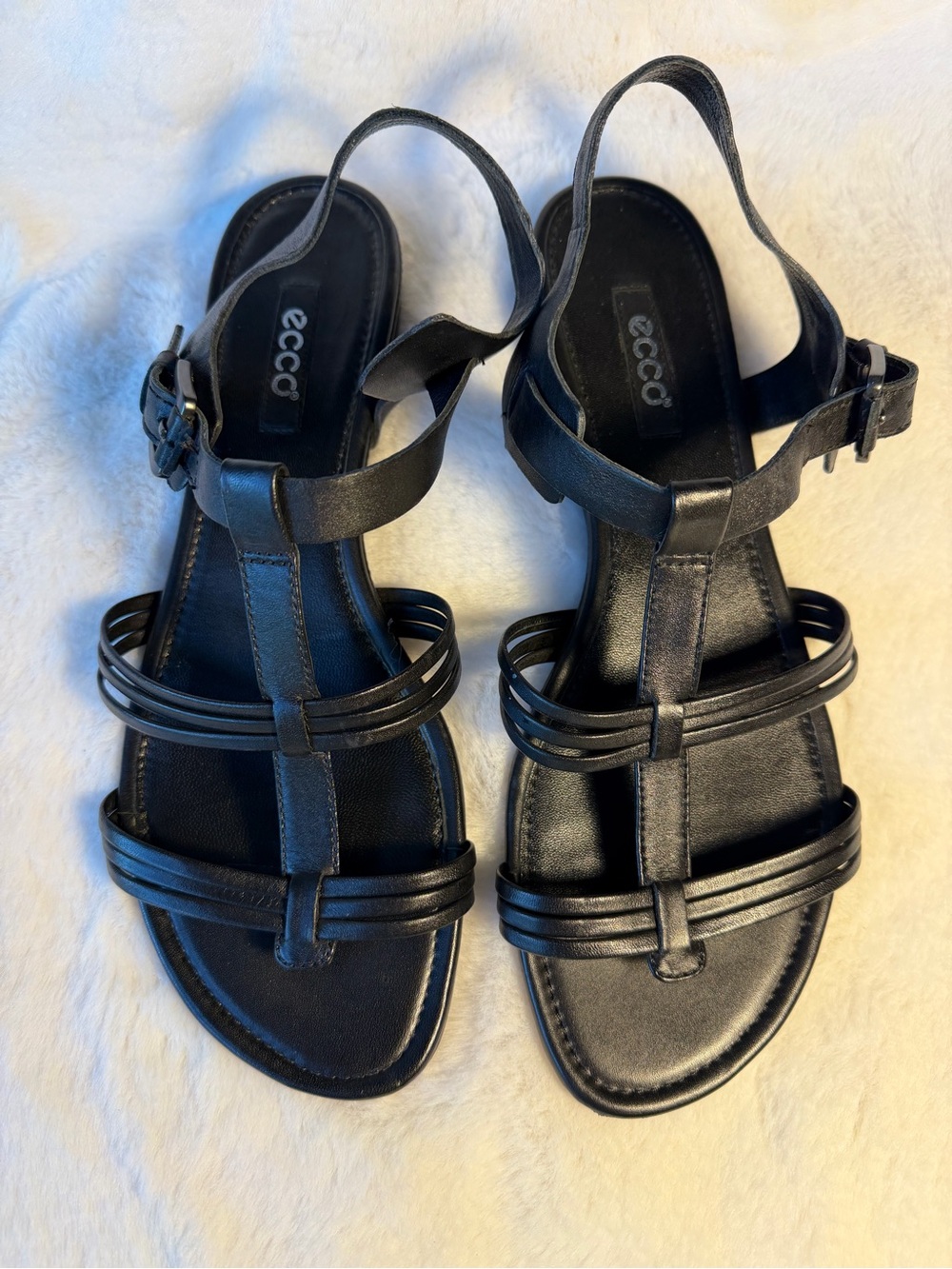 Ecco Black Leather Multi-Strap Slingback Sandals Size 40 (9)